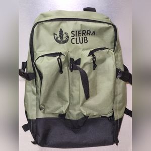 Vintage Unused Sierra Club Backpack Avocado Green Black Day Pack Hiking Carry-on